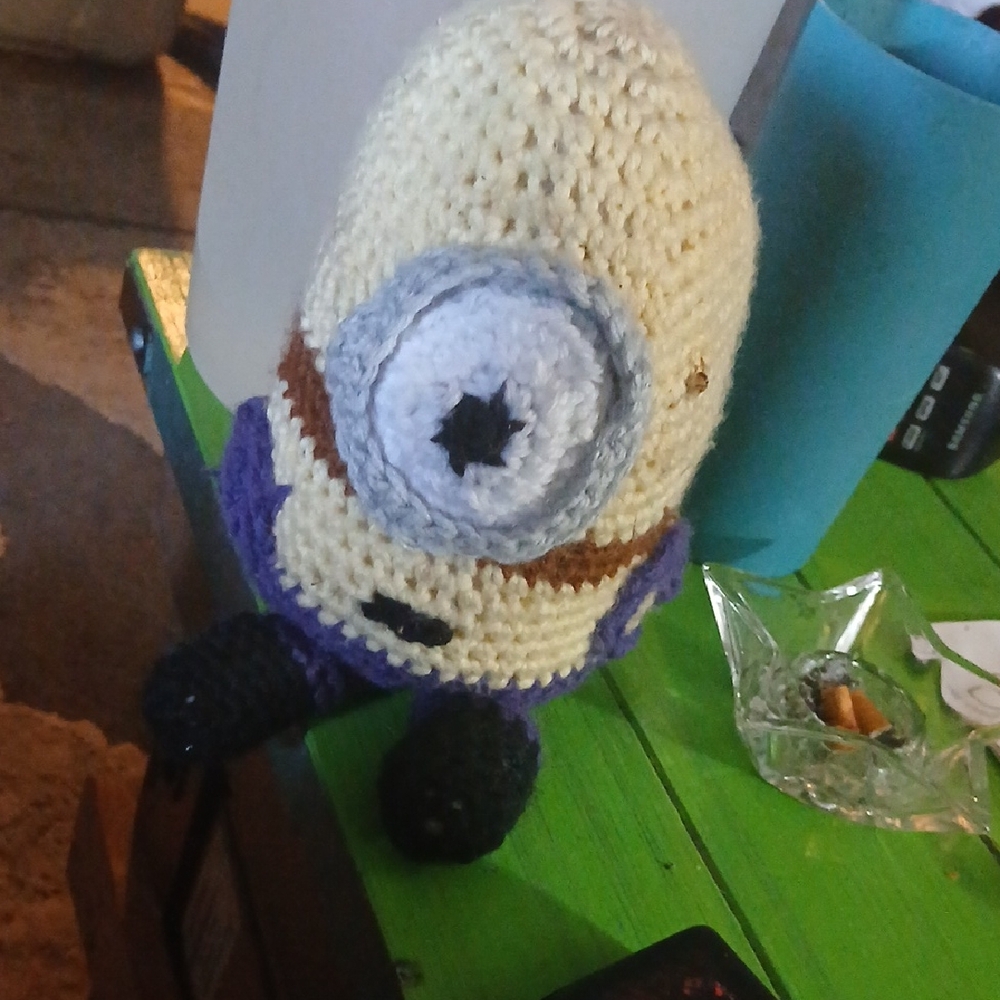 Handmade Yellow & Purple Crochet Minion-Style Plush Toy
